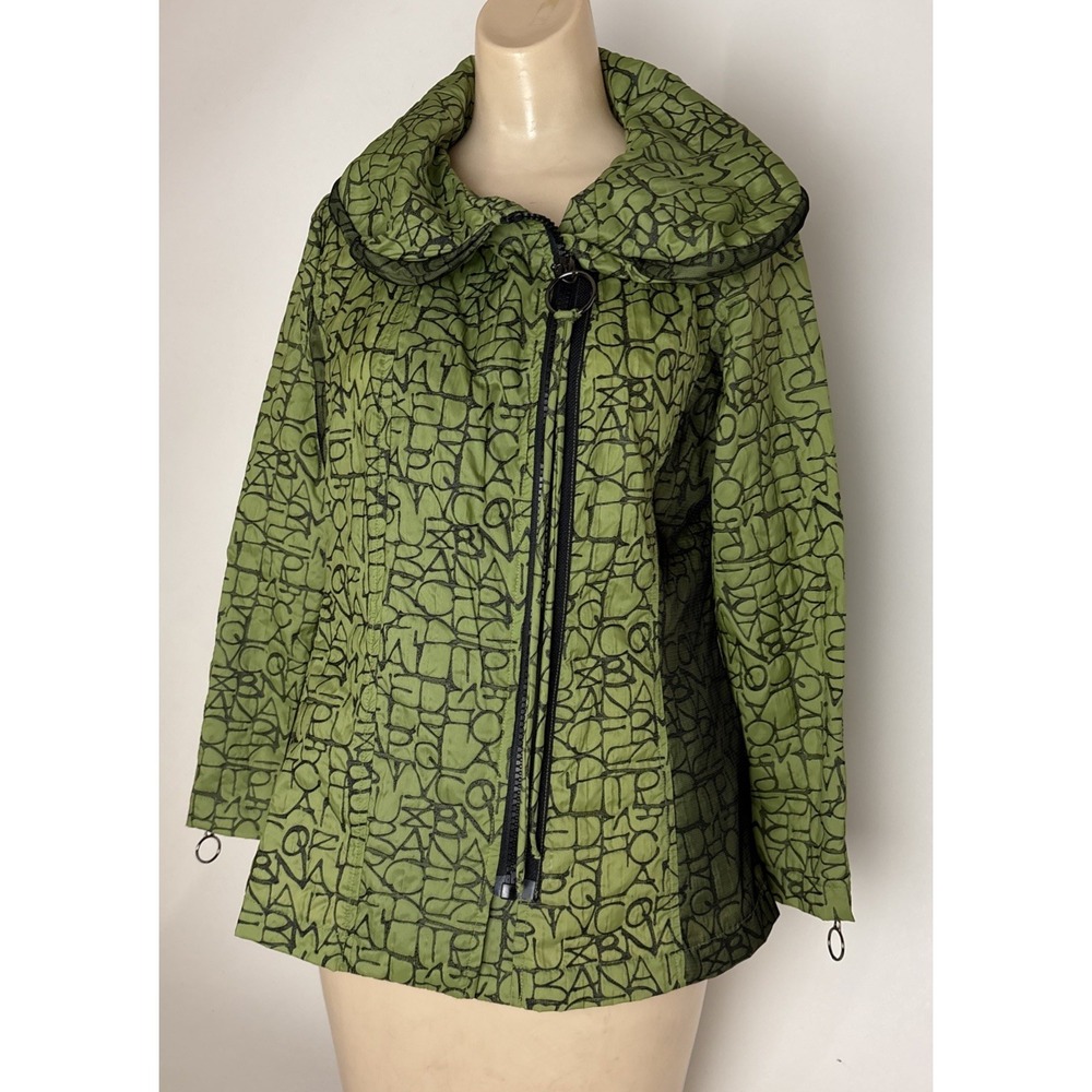 IC Collection Connie K Green Wire Stand Collar Art To Wear Jacket Sz S lightweig
